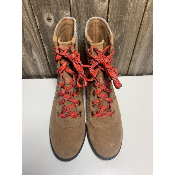 SOREL Lexie Wedge Gold Star Boots Womens / Youth Brown Leather 5 - Picture 2 of 9